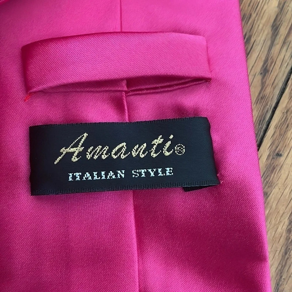 Amanti 4 Piece Vest and Tie Formal Set Pink Men’s Small - Picture 9 of 11